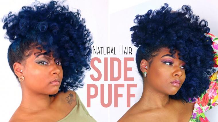 Natural Hair BIG Side Swept Puff Tutorial | Quick Pin Up Curly Hairstyle for ShortMedium Hair