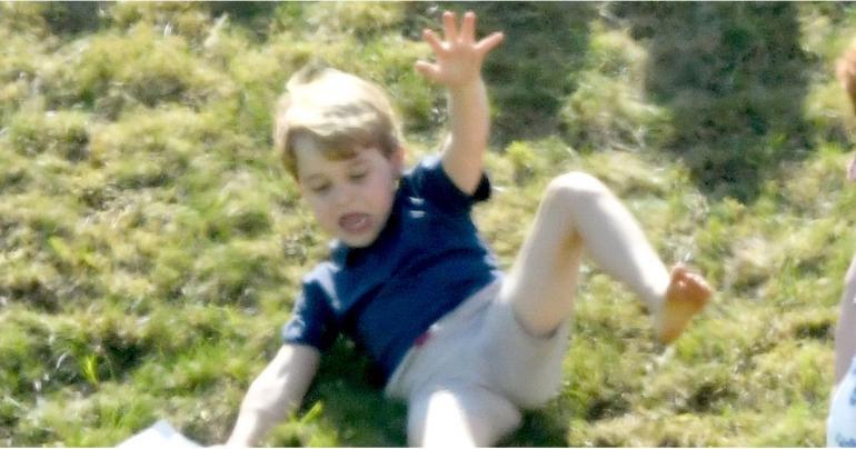 Oh No! Prince George Takes a Tumble After His Cousin Pushes Him Down a Hill