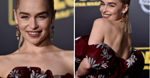 Emilia Clarke Wore Targaryen Red To The &quot;Solo&quot; Premiere And I&#039;m Here For It