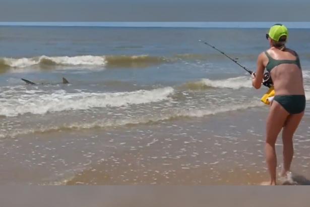 Woman reels in massive shark after 2-hour fight