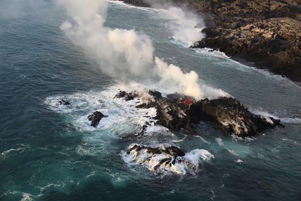 Hawaii volcano eruption forms new lava ‘island’