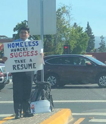 Homeless man hands out resumes instead of asking for money