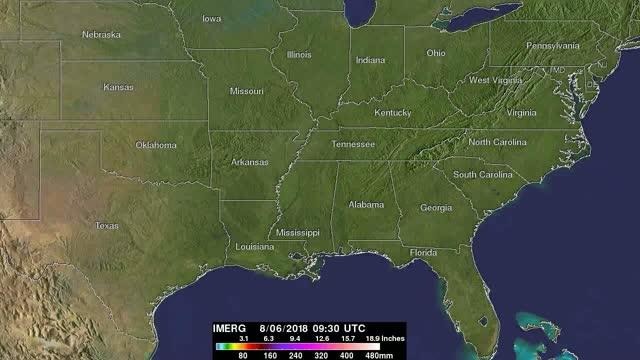NASA's IMERG estimates heavy rainfall over the eastern US