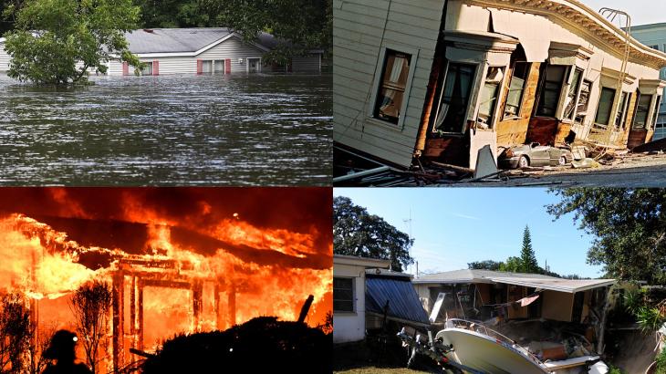 Home insurance usually covers damage from a volcano or wildfire, but not a flood