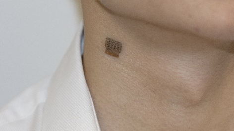 A stretchy stick-on patch can take blood pressure readings from deep inside your body