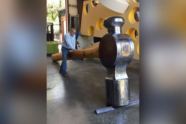 Someone seriously stole this 800-pound hammer sculpture