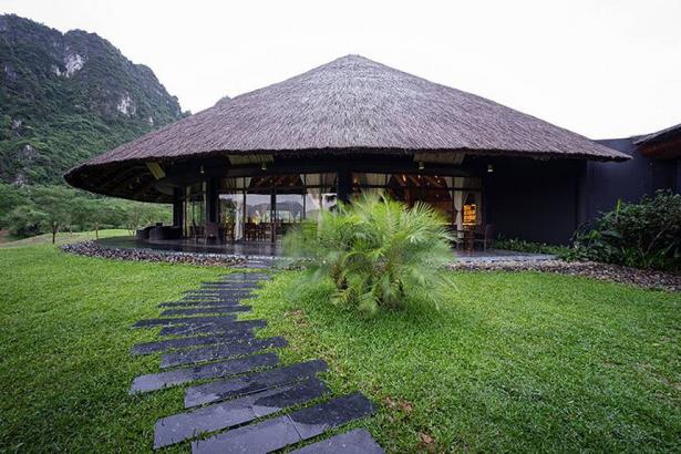 Bamboo makes the roof of eco-resort restaurant soar