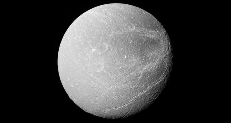 Saturn’s moon Dione has stripes like no others in the solar system
