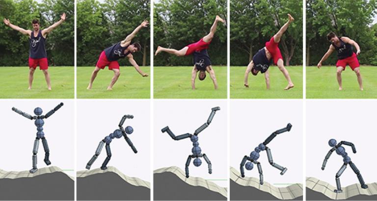Virtual avatars learned cartwheels and other stunts from videos of people