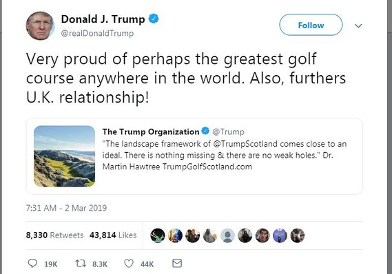The Margin: Trump golf course in Scotland makes ‘special relationship’ with U.K. even more special, according to presidential retweet