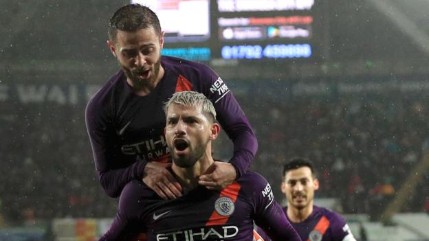 Swansea City 2-3 Manchester City: Sergio Aguero seals comeback in FA Cup thriller