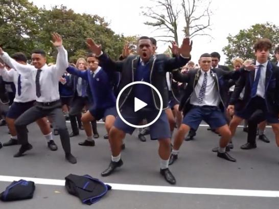 Students in New Zealand perform the Haka to honor the victims of the attacks (Video)