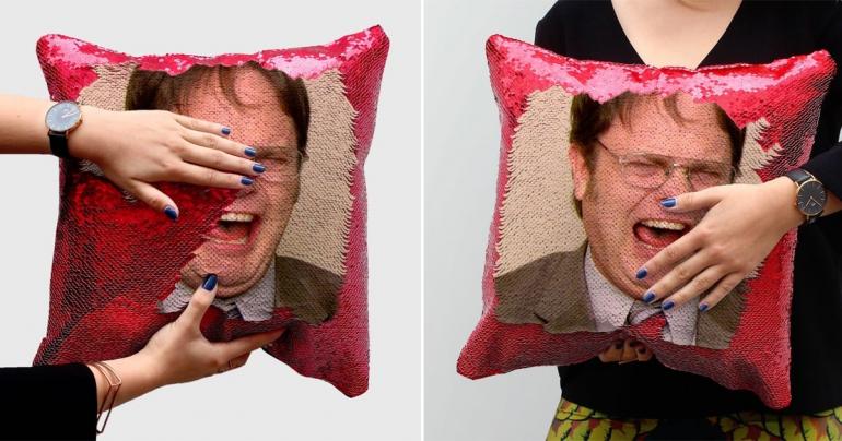 Dwight Schrute Sequin Pillows Are Here to Cure Your Office Withdrawals With Just 1 Swipe