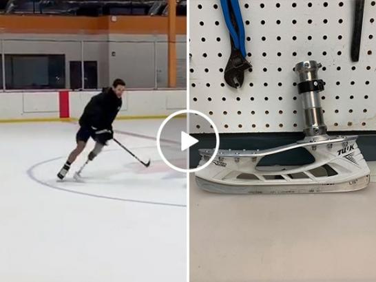 Former NHL prospect back on the ice after heart attack and leg amputation (Video)