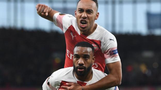 Arsenal 3-1 Valencia: Alexandre Lacazette helps Arsenal to semi-final lead