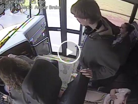 Bus drivers quick reflexes saves students life (Video)