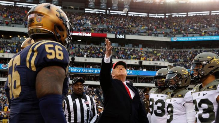 At Army-Navy game, Trump touts new pro sports option
