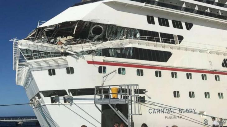 Carnival cruise ships collide at port