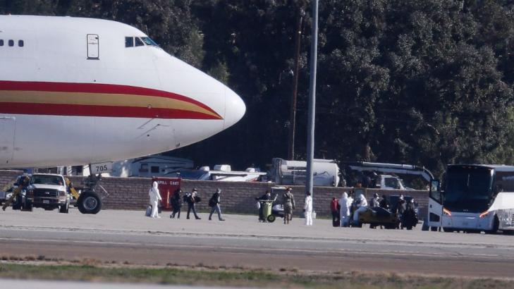 American evacuated from China quarantined at California base
