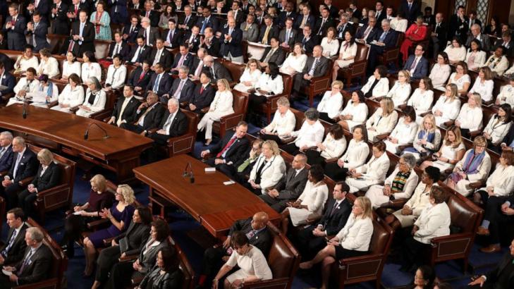 Democratic congresswomen send message by wearing white to State of the Union