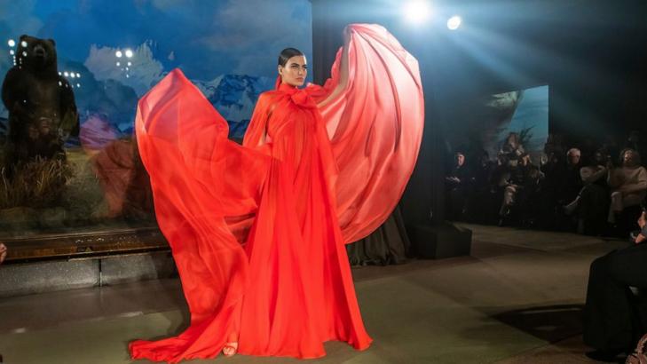 Brandon Maxwell's models strut amid bison, moose and caribou