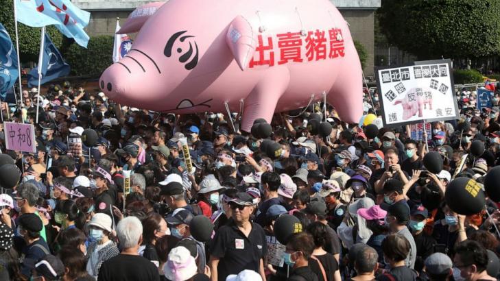 Thousands march in Taiwan against US pork imports