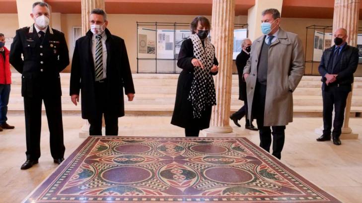 Emperor's mosaic displayed in Italy after stint as NYC table