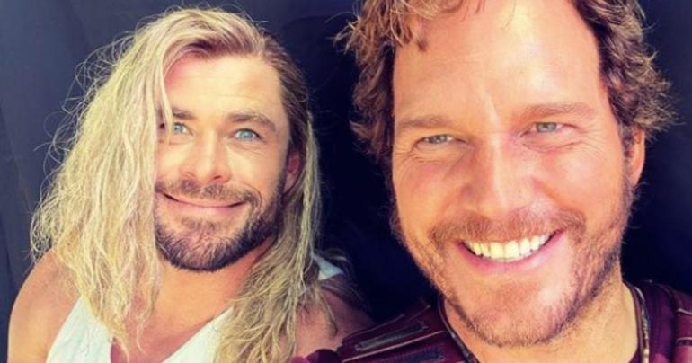 Chris Hemsworth Posted A Photo With Chris Pratt On The Set Of "Thor: Love And Thunder," And OMG