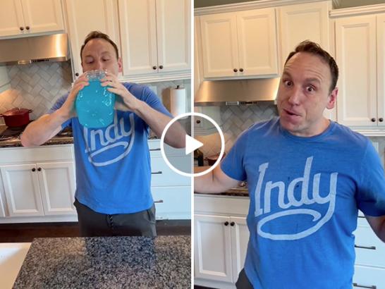 A gallon of Gatorade doesn’t stand a chance against Joey Chestnut (Video)