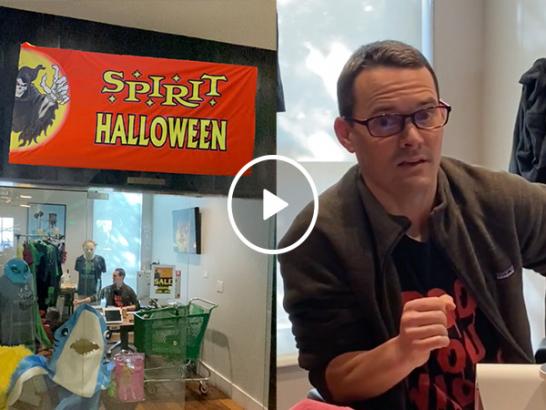 Bob’s office is now a Spirit Halloween (Video)