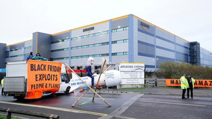 Climate activists block Amazon UK warehouses on Black Friday