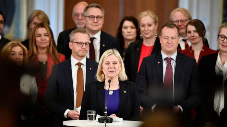 Sweden's 1st female prime minister names a center-left govt