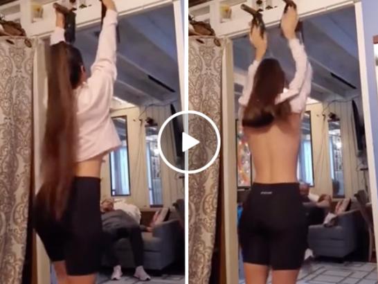 Girlfriend’s workout turns hilariously NSFW by complete accident (Video)