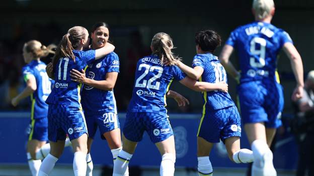 Chelsea 4-2 Man Utd: Chelsea win historic third successive WSL title