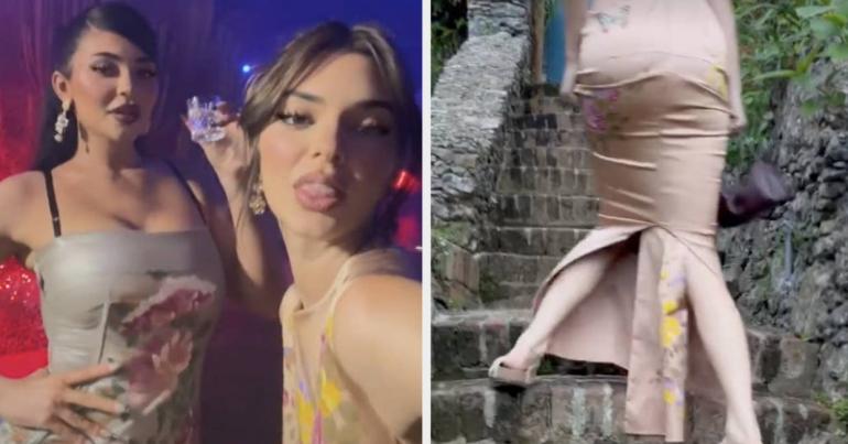 Kendall Jenner’s Dress At Kourtney Kardashian’s Wedding Was So Tight That She Couldn’t Walk Up The Stairs And The Video Of Her Trying Is Hilariously Awkward