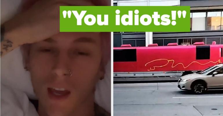 Machine Gun Kelly Called Out The "Dumb" Criminals Who Drew A Penis And Wrote An Anti-Gay Slur On His Tour Bus