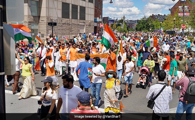 First-Ever India Day Parade In Boston; Massive India-US Flag Flies In Sky