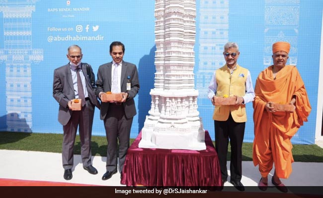 Minister S Jaishankar Visits Site Of Abu Dhabi's First Hindu Temple