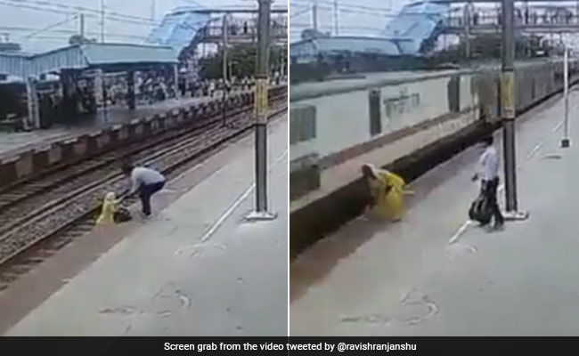Watch: Woman Crossing Railway Track Saved In Nick Of Time By Alert Staffer