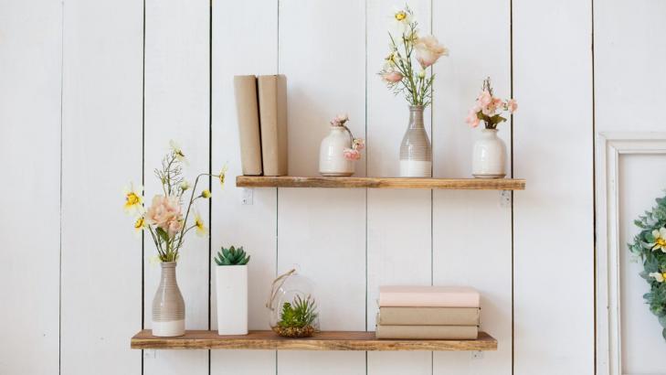 How to Hang Shelves on Your Wall Without Tools or Screws