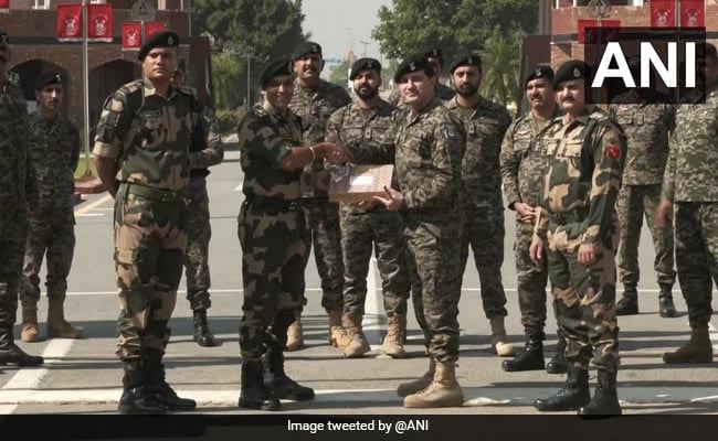 India, Pakistan Soldiers Exchange Sweets At Attari-Wagah Border On Diwali