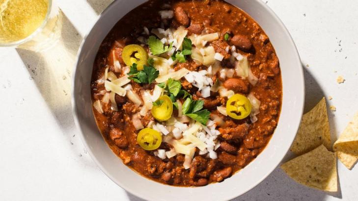 Eight-ingredient beef, bean chili hides Super Bowl surprise