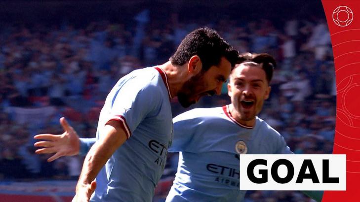FA Cup final: Ilkay Gundogan scores stunning volley for Man City against Man Utd after 12 seconds