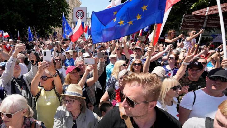 Poland's state media criticized for its coverage of huge anti-government march