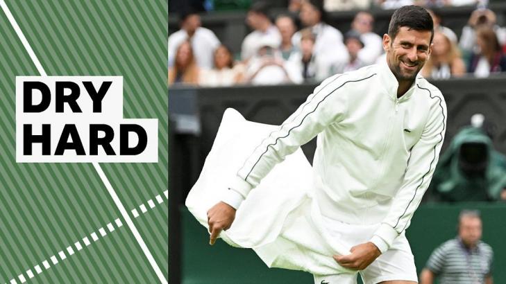 Wimbledon 2023: Watch as defending men's singles champion Novak Djokovic helps dry Centre Court