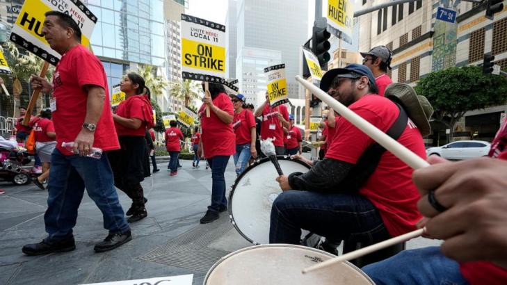 Workers strike at major Southern California hotels over pay and benefits