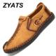 ZYATS Kulit Men's Flats Sepatu Moccasin Casual Loafers Slip-On Besar Ukuran 38-46 Kuning