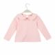 Novo bebê fofo menina t-shirt Peter Pan Collar Keyhole botão manga longa volta doce Top branco/rosa