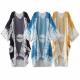 New Mulheres Chiffon Kimono Cardigan Praia Cover Up contraste de impressão longa soltas Casual Blusa Top Branco / Azul / Amarelo