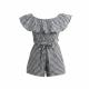 Mulheres Jumpsuit Off Plaid Ruffle Coveralls Romper Playsuit Beachwear Com Cinto Preto